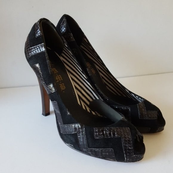 L.A.M.B. Peep Toe Pumps Leather & Suede - Picture 3 of 8